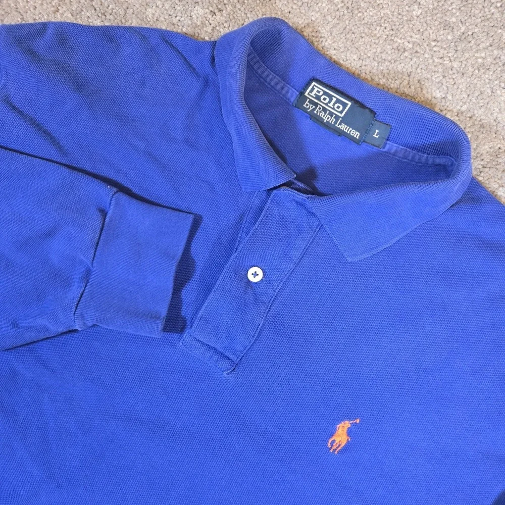 Polo Ralph Lauren Long Sleeve Polo Shirt Mens Large Blue Pony Logo